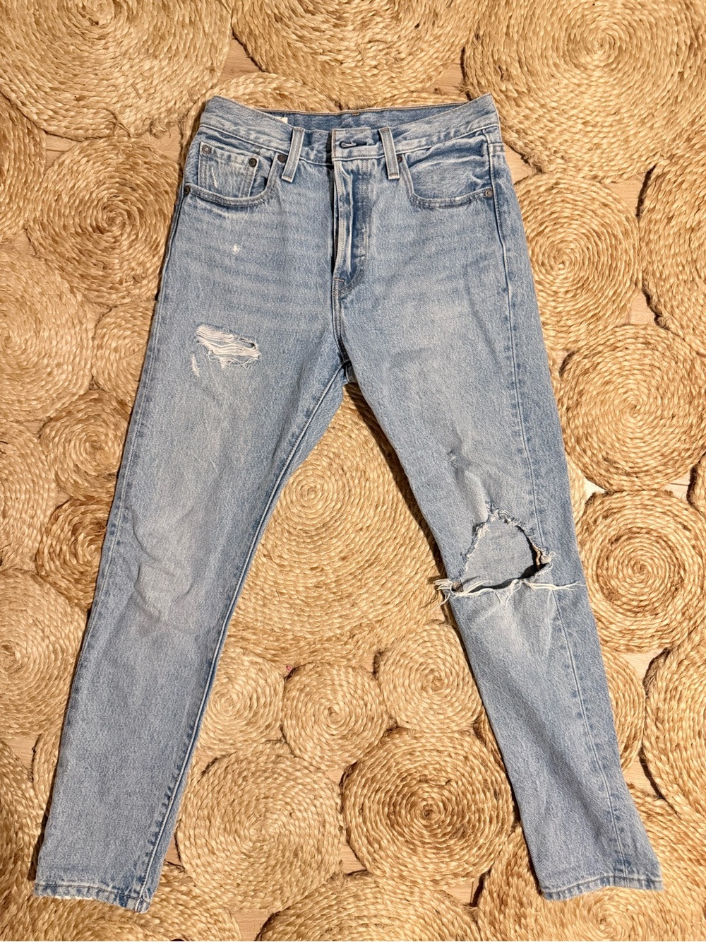 Levi's High Rise Light Blue Distressed Jeans